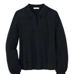 Peter Millar Women's‎ Black Goldie Silk Blend Collared V Neck Sweater Black M